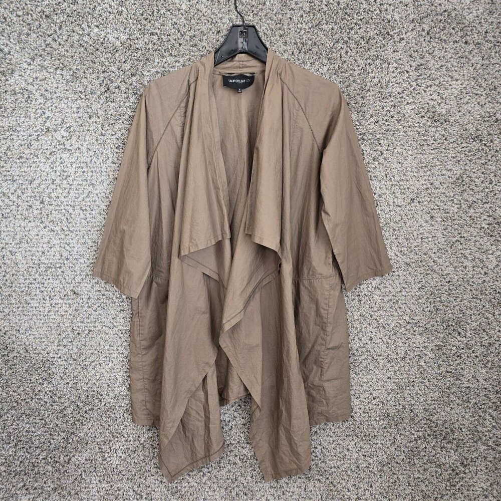 Lafayette 148 Jacket Womens P Petite XS Brown Waterfall Open Front Casual Ladies